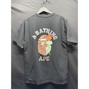 A Bathing Ape BAPE Shirt Mens Large Black World‎ Gone Mad Statue Liberty Graphic